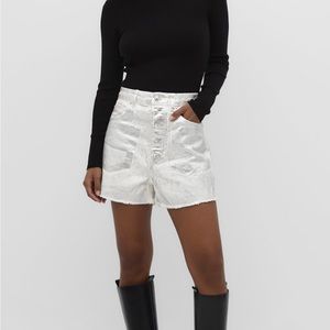 Stradivarius metallic silver vintage shorts.